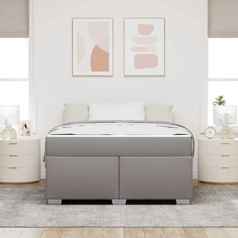 Cadre de lit avec matelas Taupe 140 x 200 cm tissu - 4