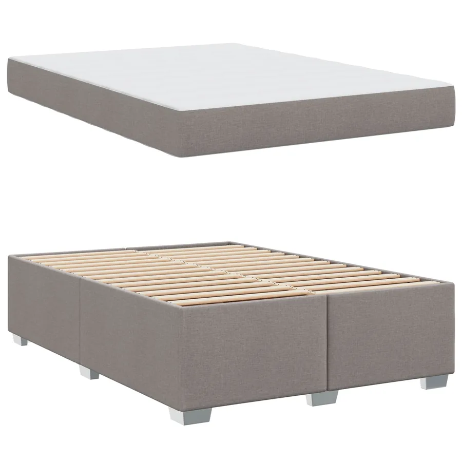 Cadre de lit avec matelas Taupe 140 x 200 cm tissu - 5