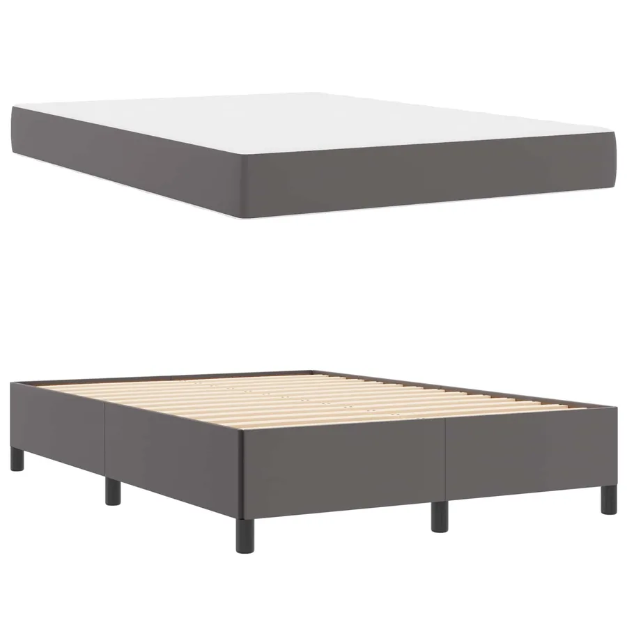 Cadre de lit avec matelas Gris 140 x 190 cm tissu - 5