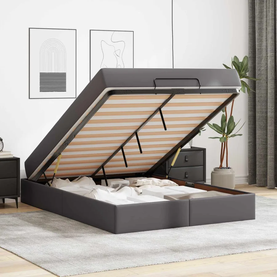 Cadre de lit avec matelas Autre 2 pcs Gris PVC - 4