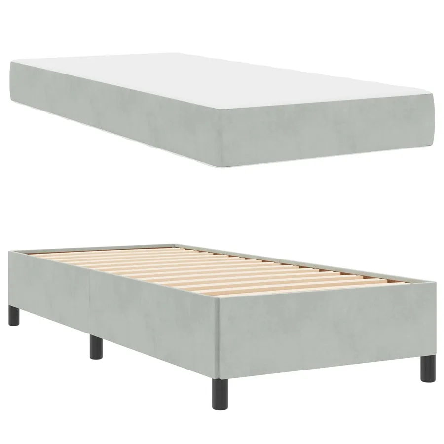 Cadre de lit avec matelas Gris clair 100 x 200 cm tissu - 5