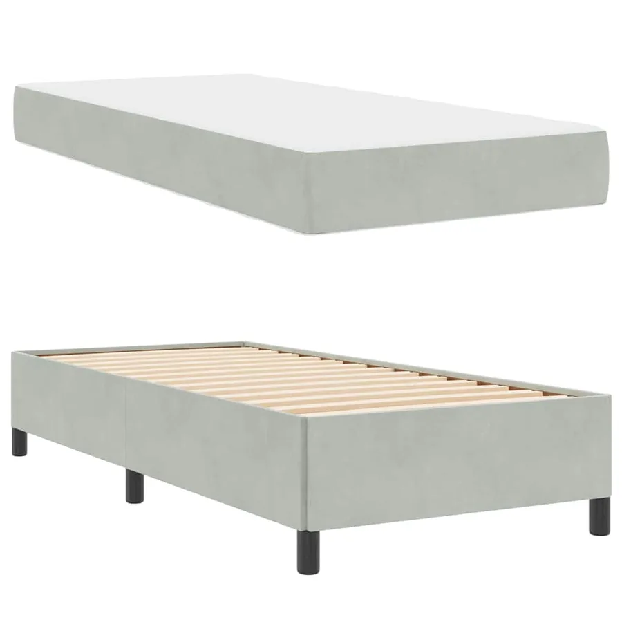 Cadre de lit avec matelas Gris clair 100 x 200 cm tissu - 6
