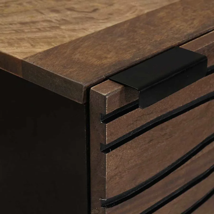 Highboard Marron 40 x 33 x 110 cm bois de manguier massif - 6