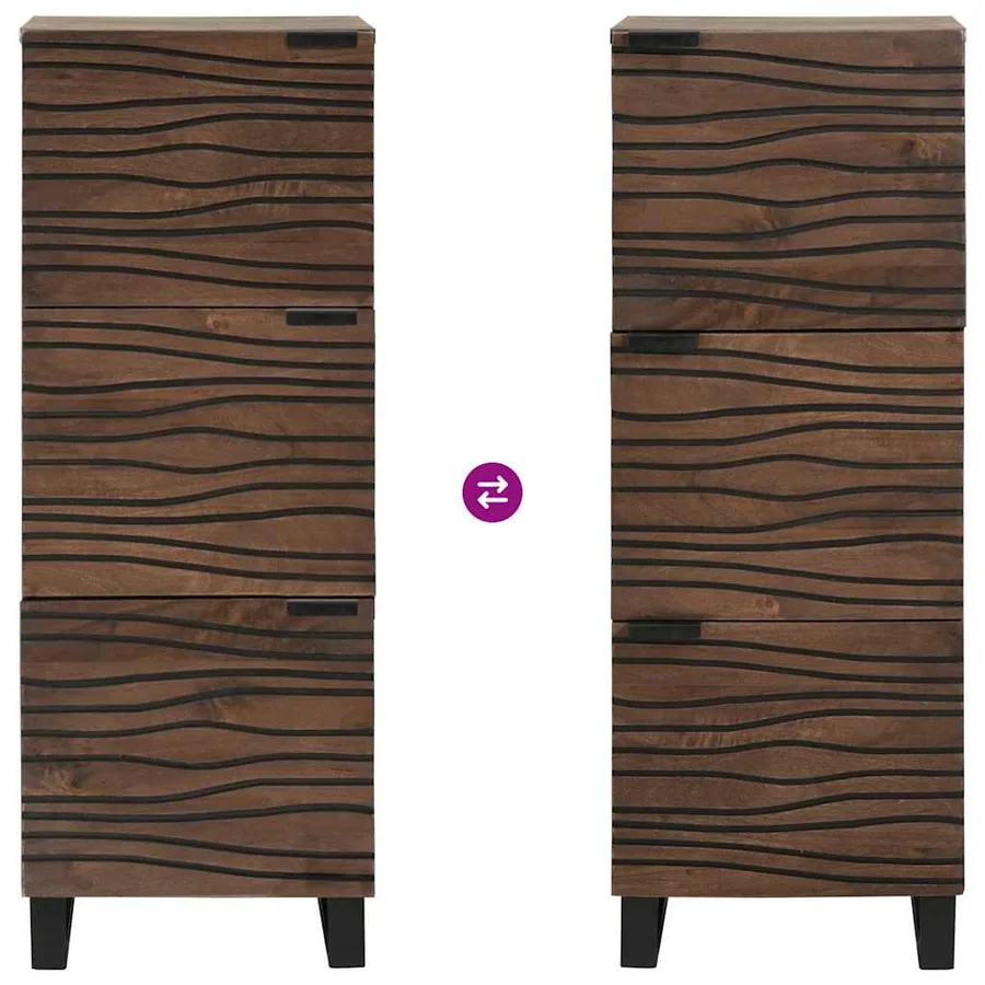 Highboard Marron 40 x 33 x 110 cm bois de manguier massif - 9