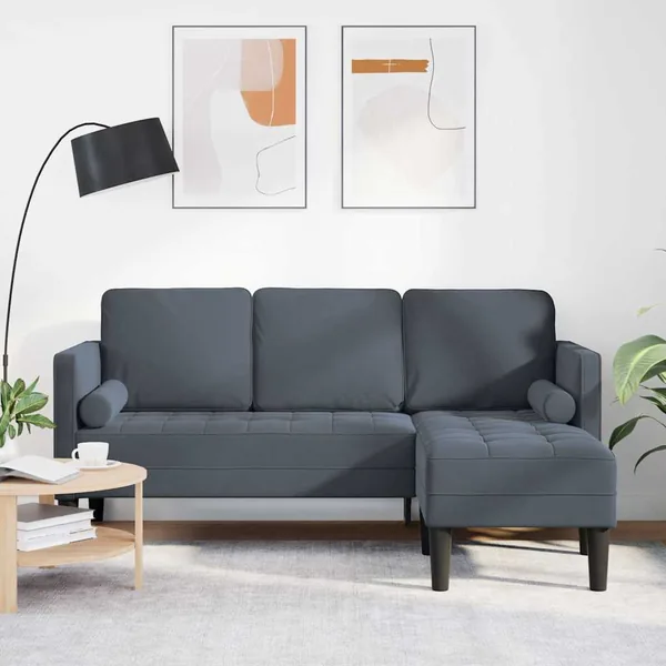 Ensemble de Canapés avec coussin Gris foncé Polyester