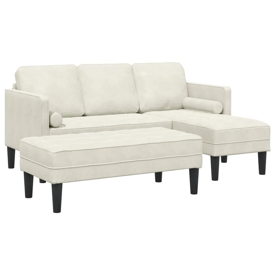 Ensemble de Canapés avec coussin 2 pcs Crème Polyester