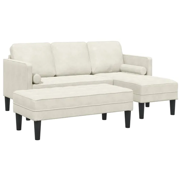 Ensemble de Canapés avec coussin 2 pcs Crème Polyester