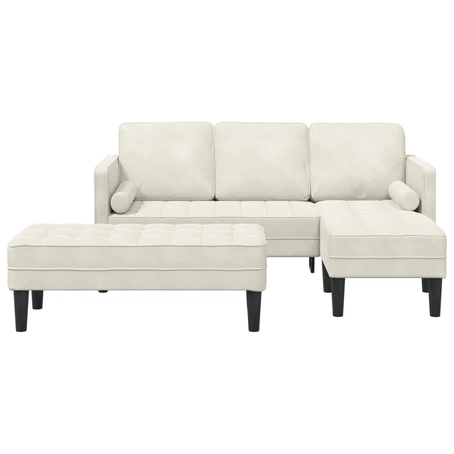 Ensemble de Canapés avec coussin 2 pcs Crème Polyester - 2