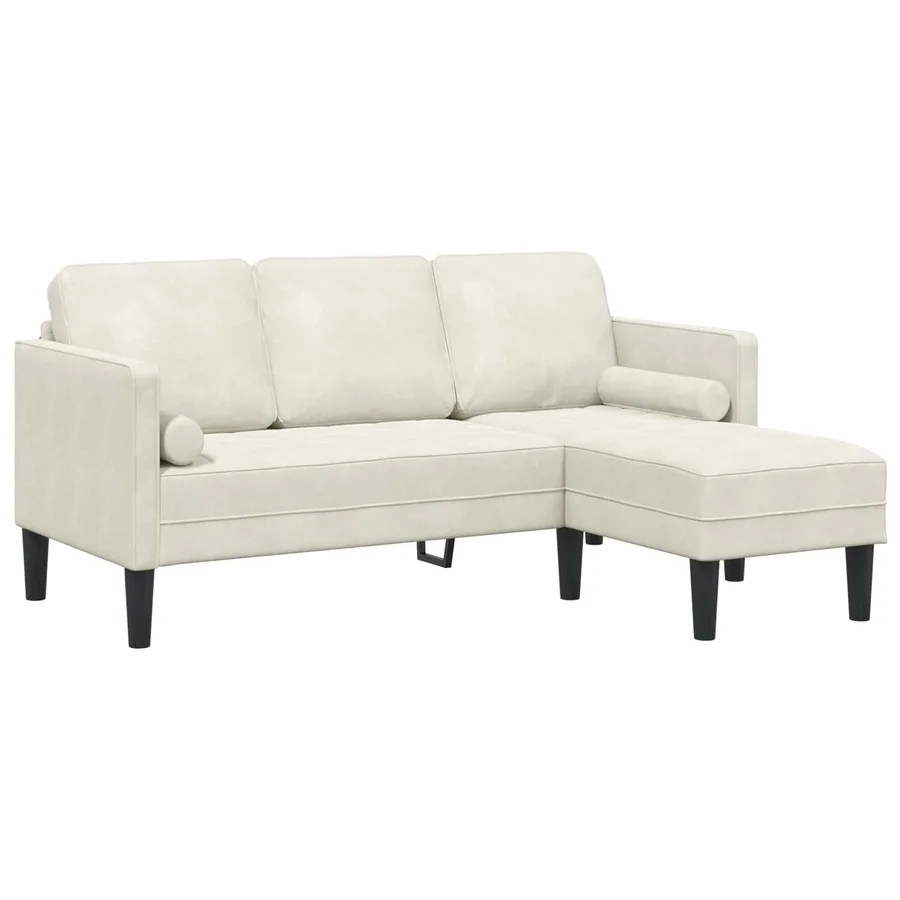 Ensemble de Canapés avec coussin 2 pcs Crème Polyester - 3