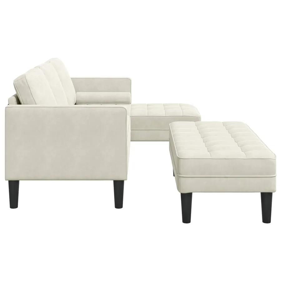 Ensemble de Canapés avec coussin 2 pcs Crème Polyester - 5