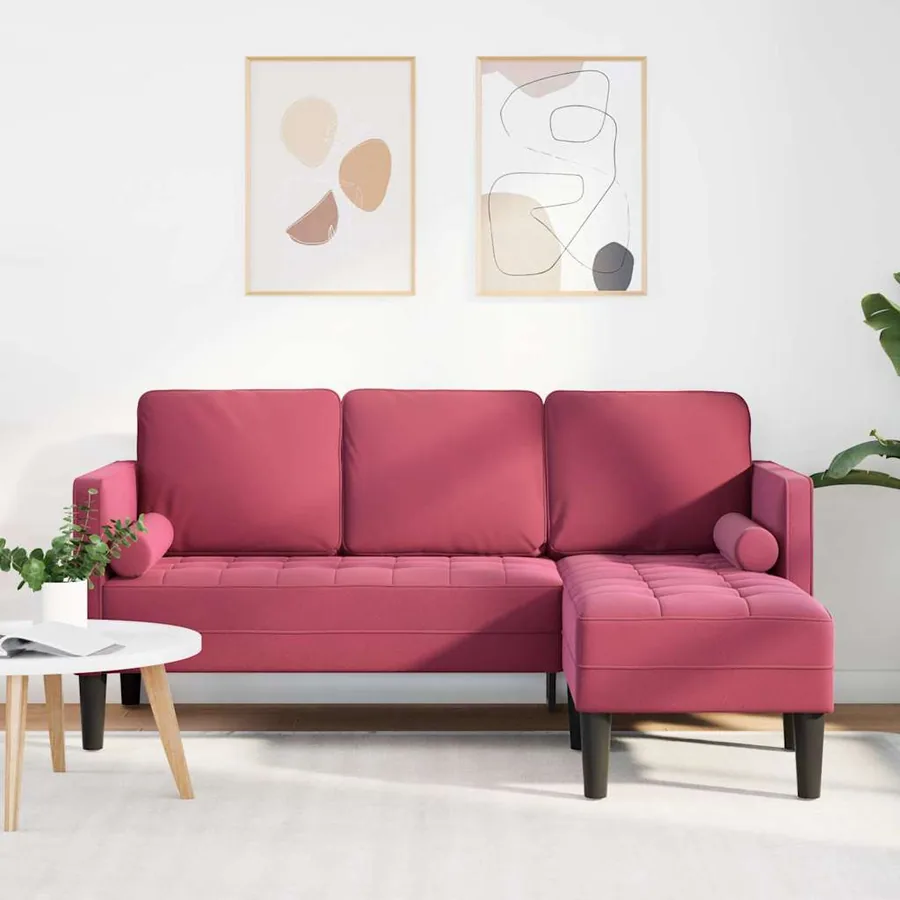 Ensemble de Canapés avec coussin Bordeaux Polyester