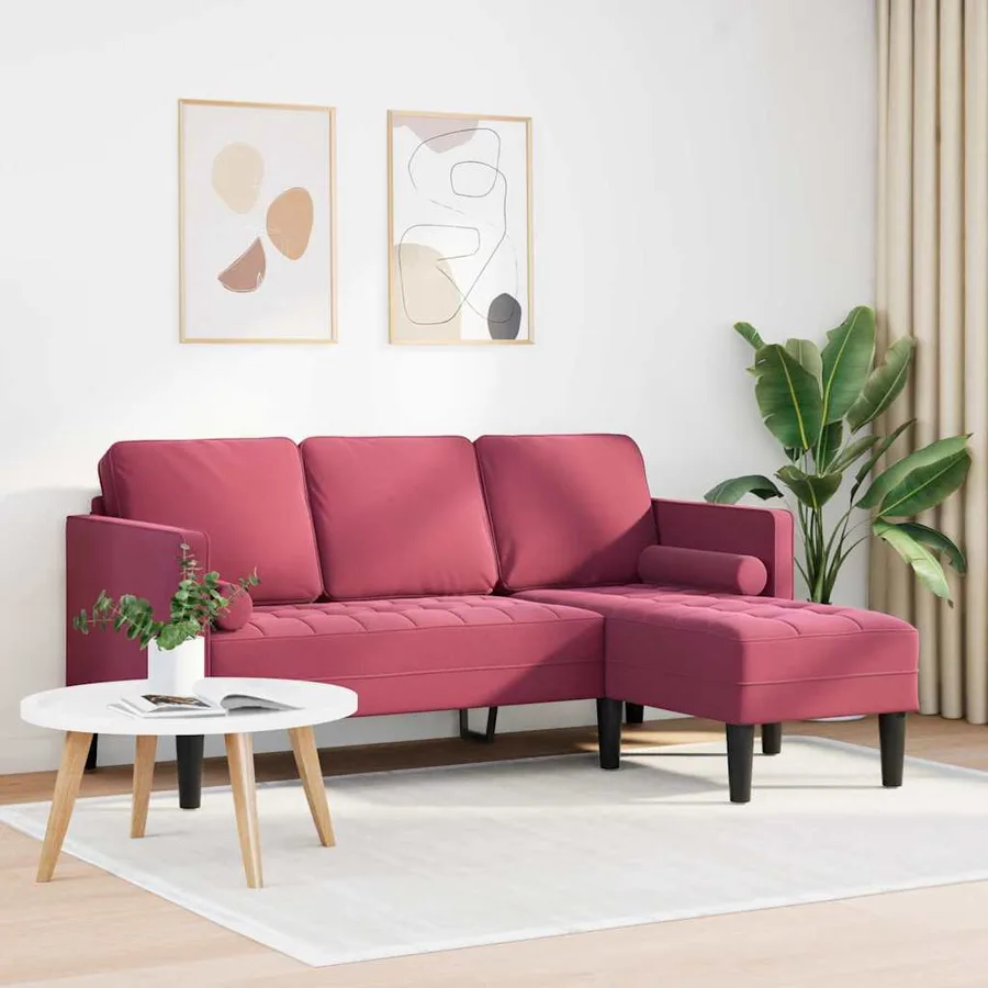 Ensemble de Canapés avec coussin Bordeaux Polyester - 3