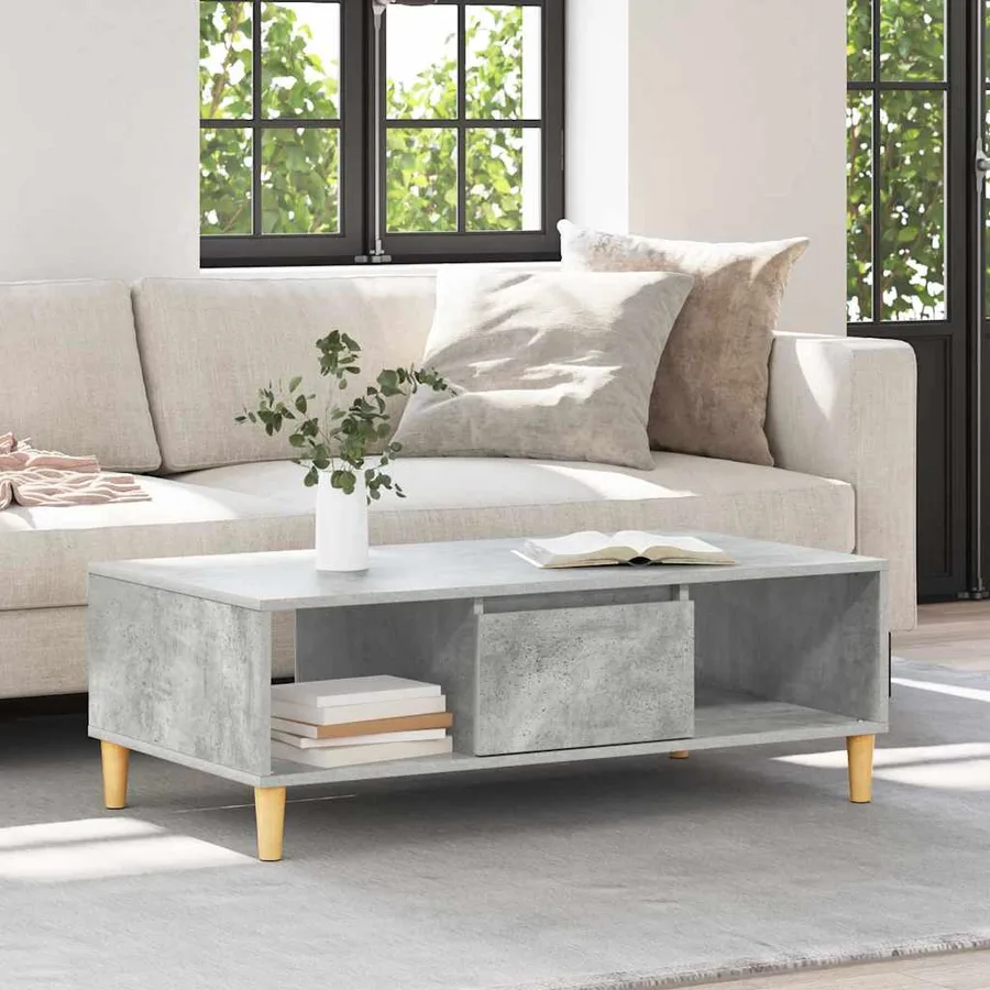 Table basse Gris béton 102 x 55 x 35 cm Bois d'ingénierie - 4