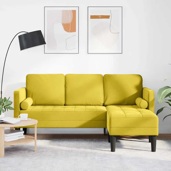 Ensemble de Canapés avec coussin Jaune Polyester