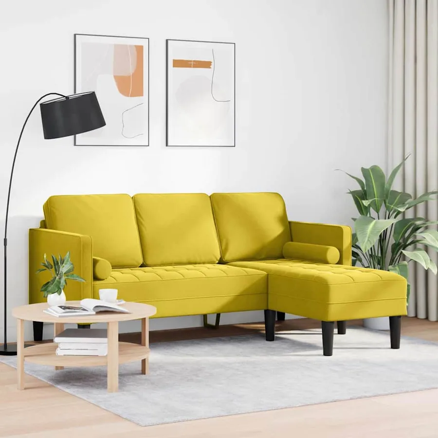 Ensemble de Canapés avec coussin Jaune Polyester - 3