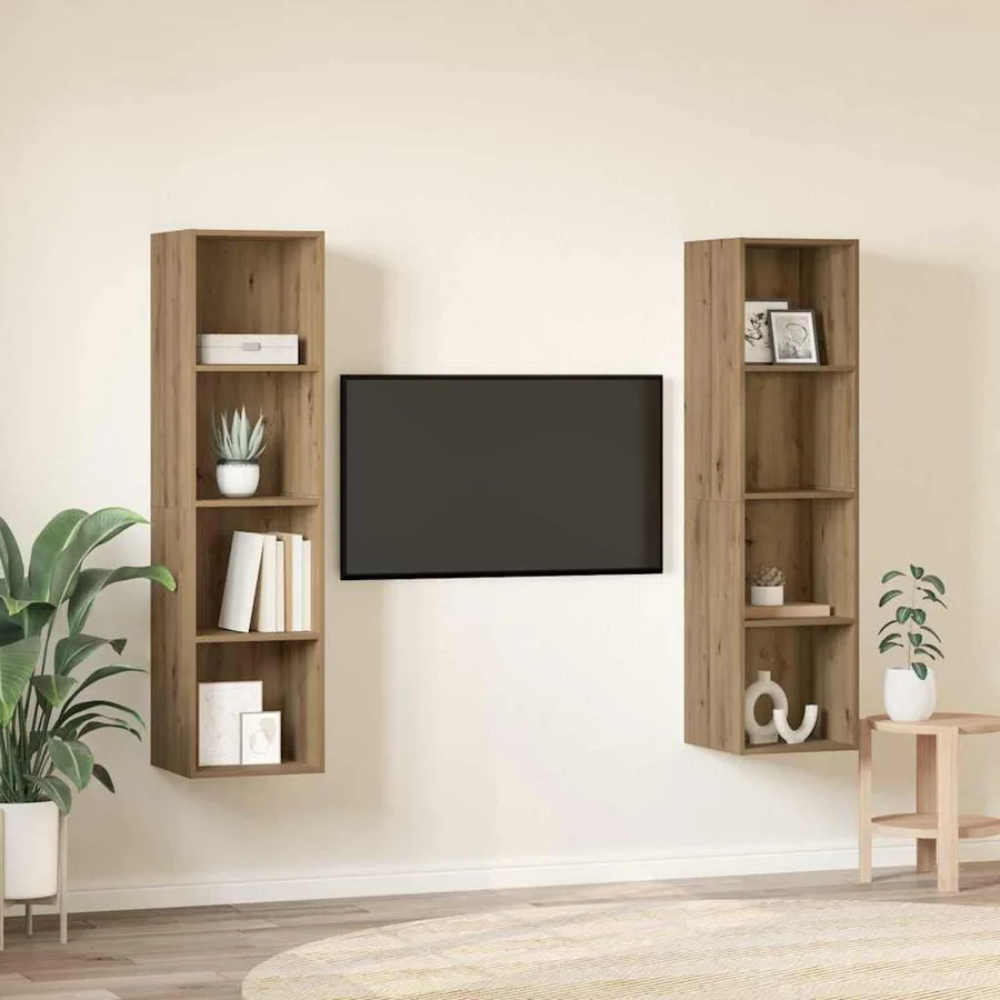 Ensemble meuble TV 2 pcs Marron Bois d'ingénierie - 4