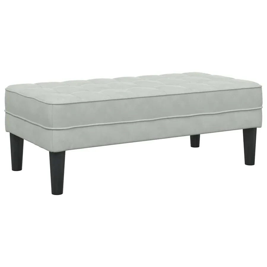 banc avec coussin Gris clair 113 x 57 x 39 cm Velours - 6