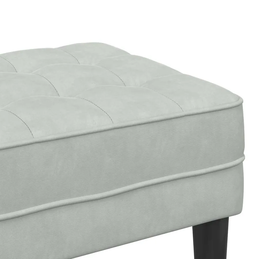 banc avec coussin Gris clair 113 x 57 x 39 cm Velours - 7