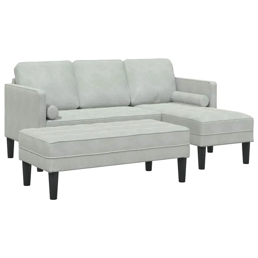 Ensemble de Canapés avec coussin 2 pcs Gris clair Polyester - 2