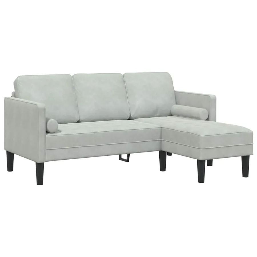 Ensemble de Canapés avec coussin 2 pcs Gris clair Polyester - 4