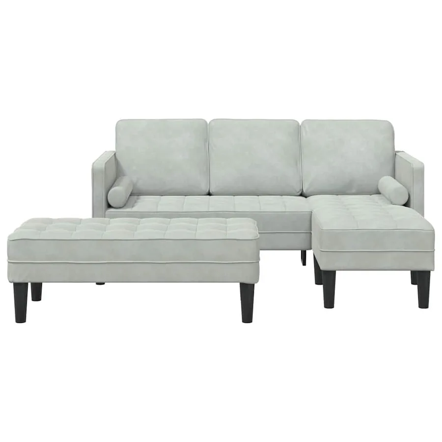 Ensemble de Canapés avec coussin 2 pcs Gris clair Polyester - 6