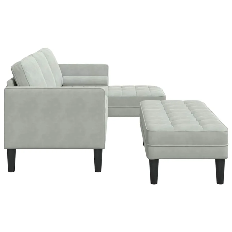 Ensemble de Canapés avec coussin 2 pcs Gris clair Polyester - 7