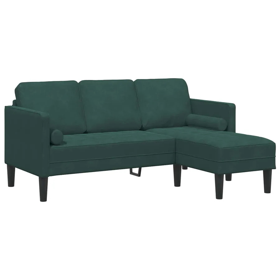 Ensemble de Canapés avec coussin 2 pcs Vert foncé Polyester - 3