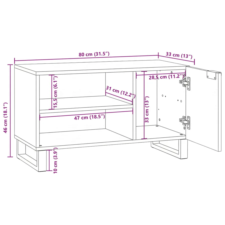 Unites TV Noyer 80 x 33 x 46 cm Bois d'ingénierie - 12