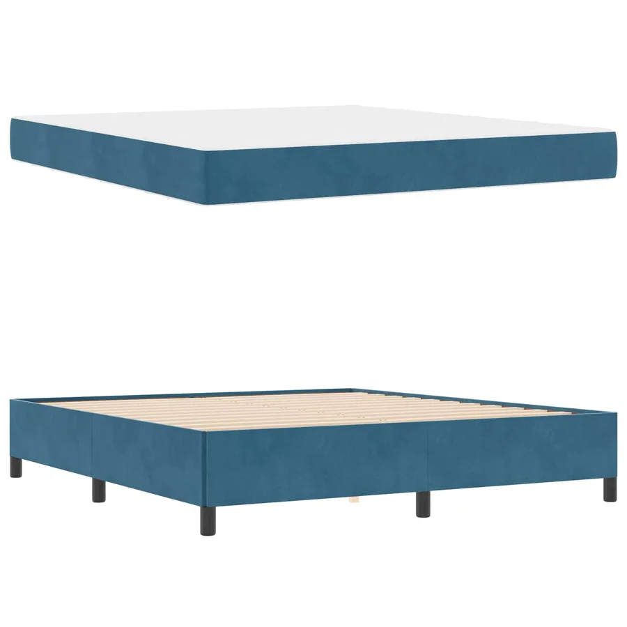 Cadre de lit avec matelas Bleu foncé 180 x 200 cm tissu - 5