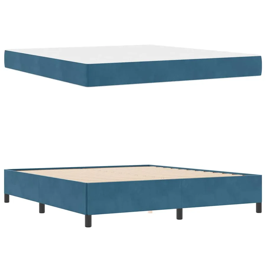 Cadre de lit avec matelas Bleu foncé 180 x 200 cm tissu - 6