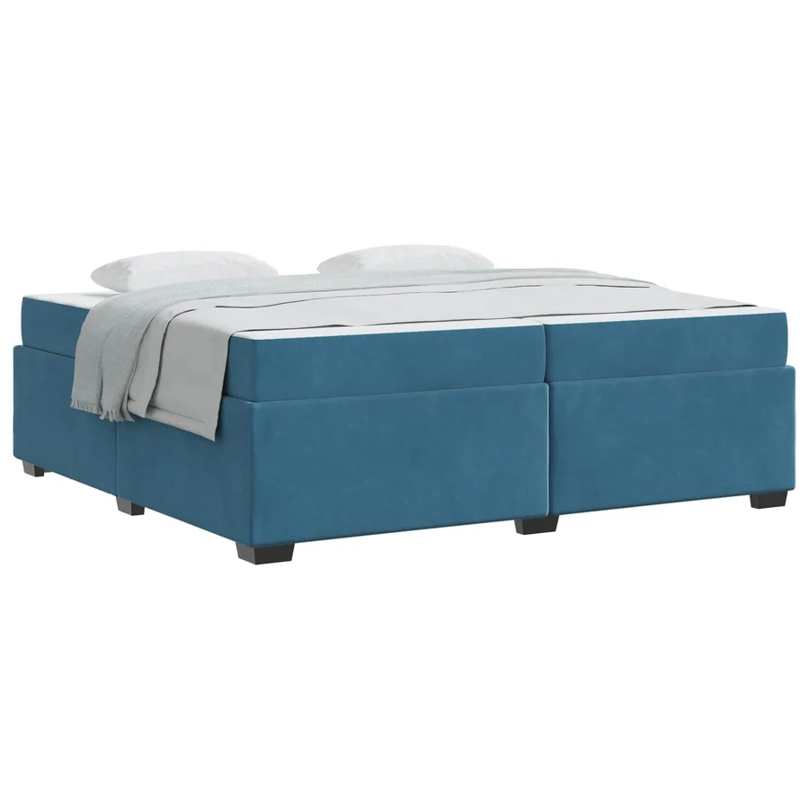 Cadre de lit avec matelas Bleu foncé 200 x 200 cm tissu - 2