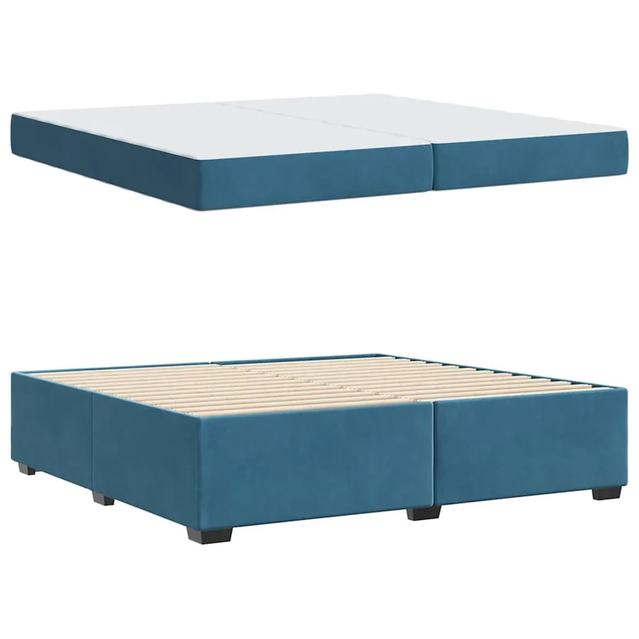 Cadre de lit avec matelas Bleu foncé 200 x 200 cm tissu - 4