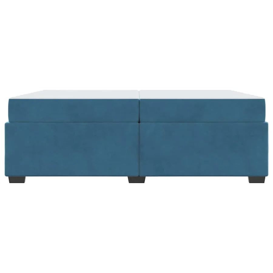 Cadre de lit avec matelas Bleu foncé 200 x 200 cm tissu - 5