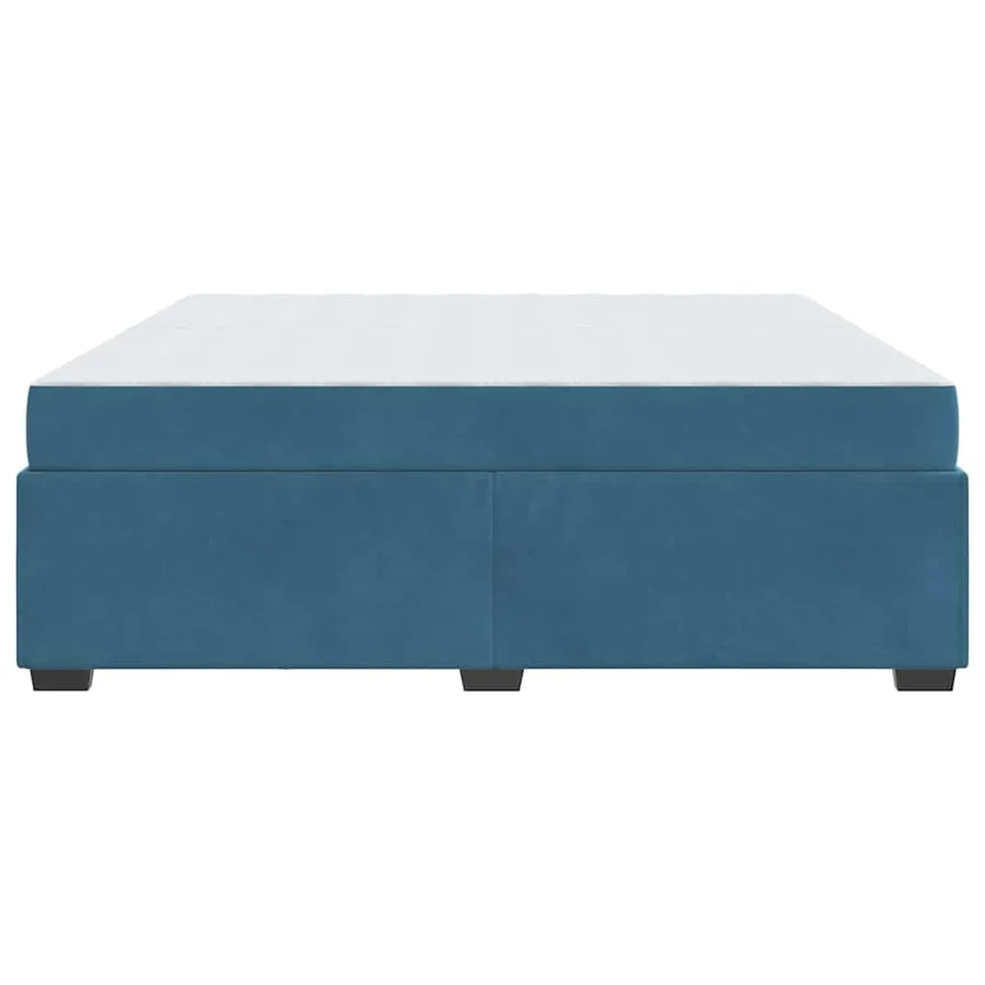 Cadre de lit avec matelas Bleu foncé 200 x 200 cm tissu - 6