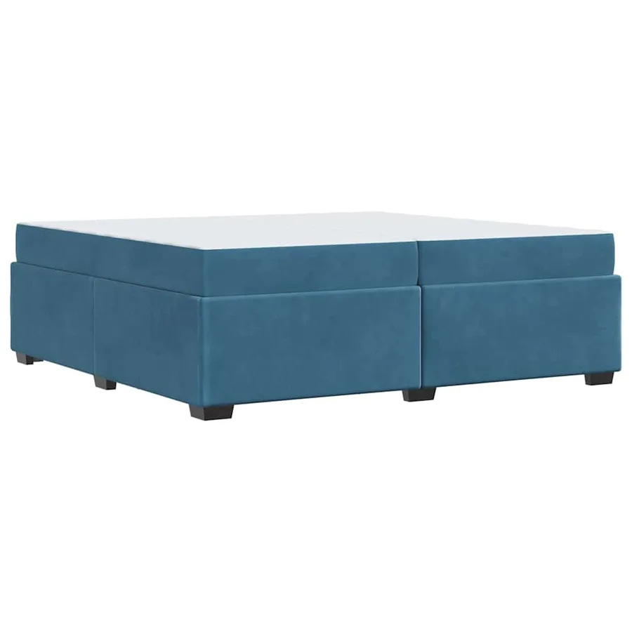 Cadre de lit avec matelas Bleu foncé 200 x 200 cm tissu - 7