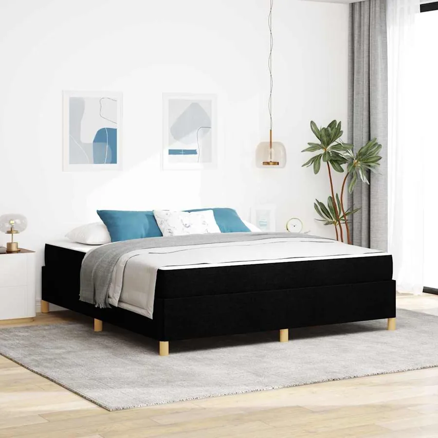 Cadre de lit avec matelas Noir 180 x 200 cm tissu
