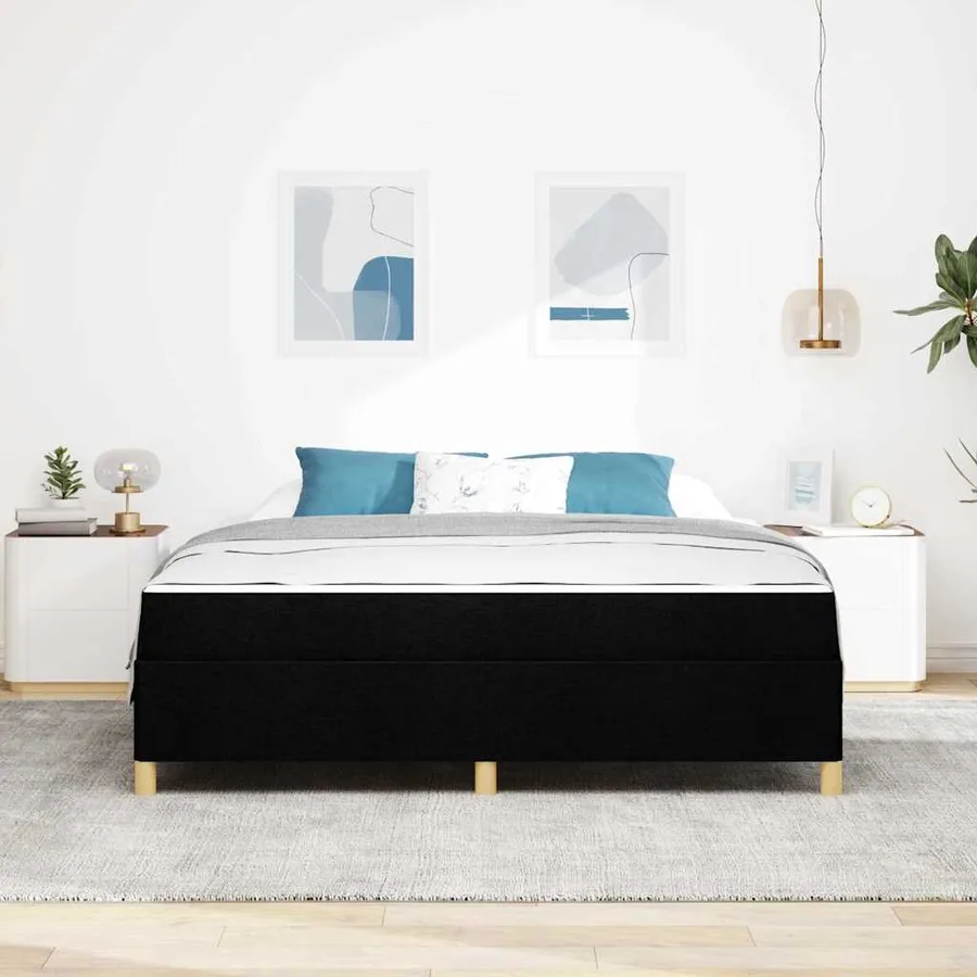Cadre de lit avec matelas Noir 180 x 200 cm tissu - 3