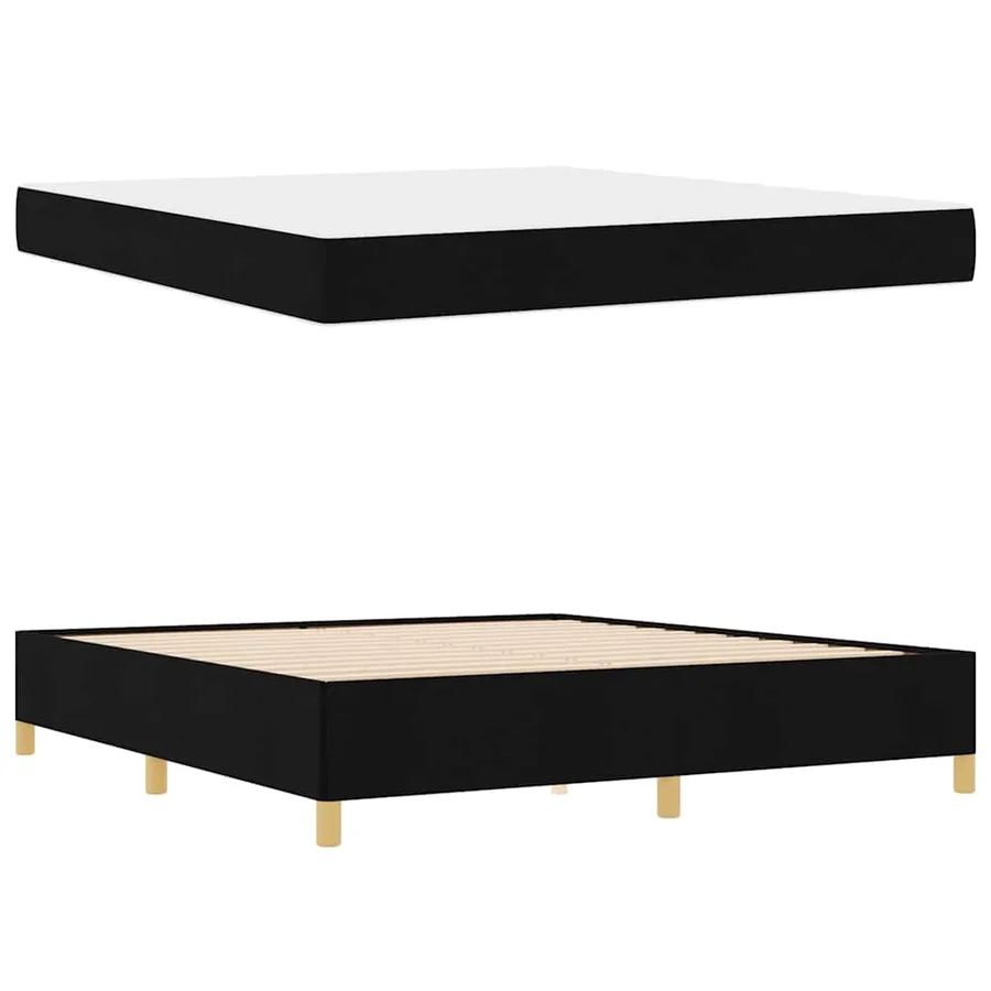 Cadre de lit avec matelas Noir 180 x 200 cm tissu - 6
