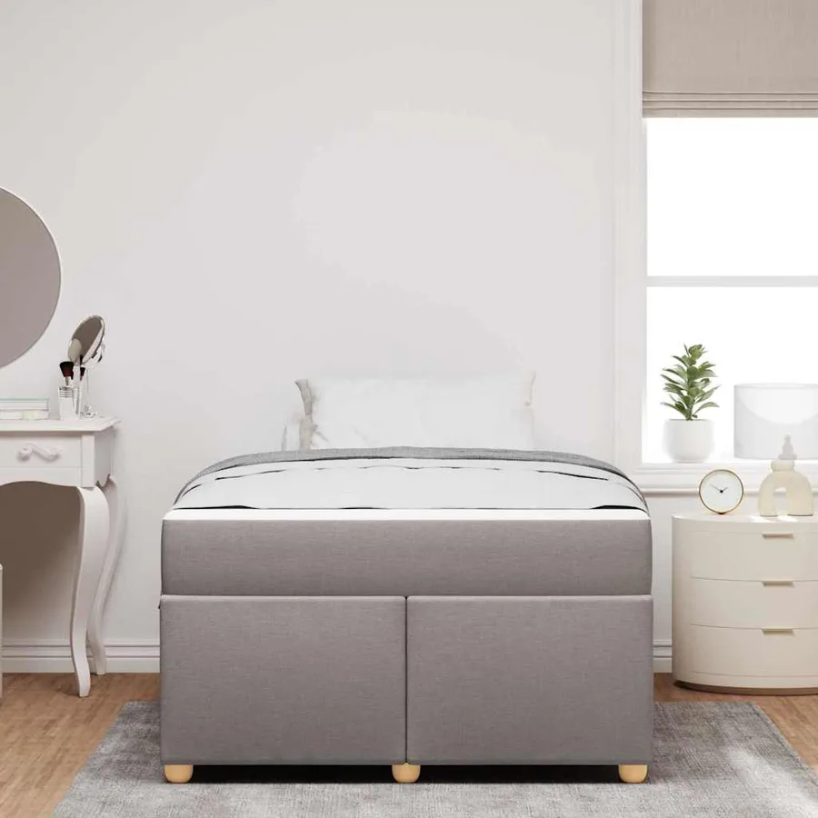 Cadre de lit avec matelas Taupe 120 x 190 cm tissu - 3