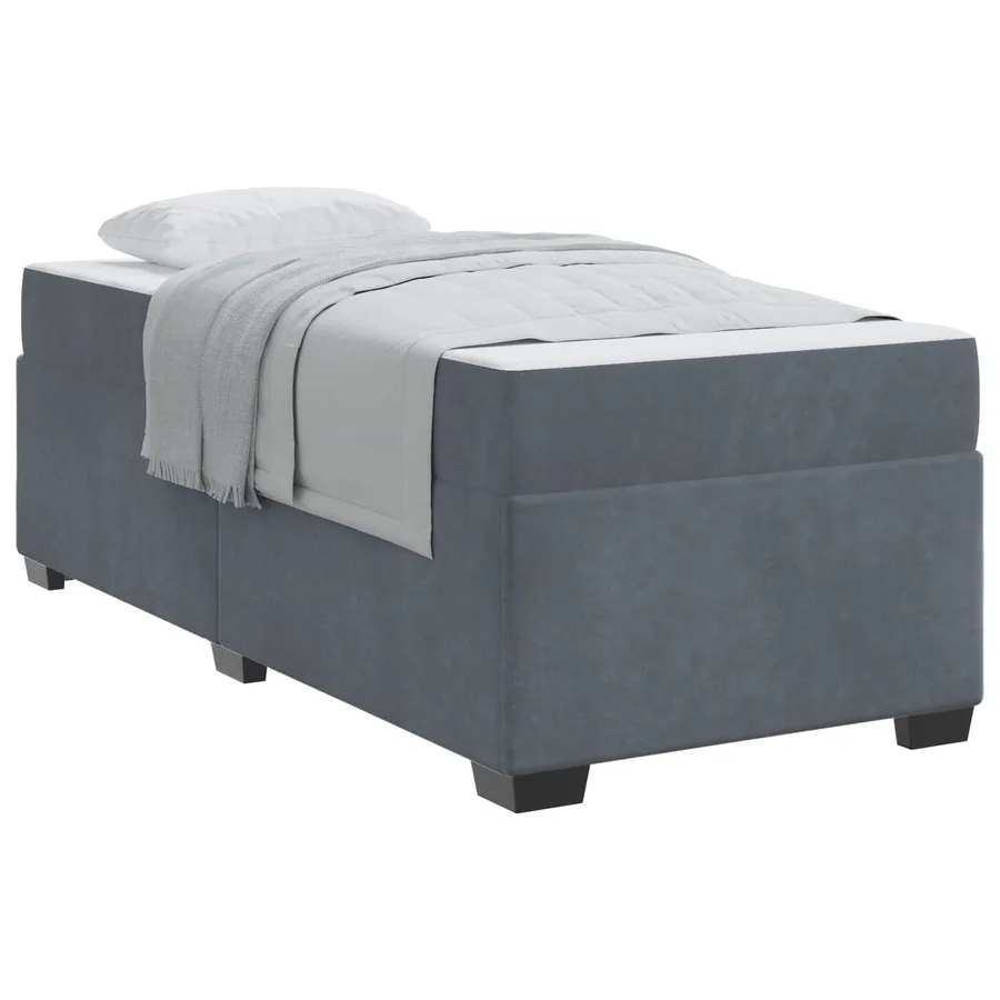 Cadre de lit avec matelas Gris foncé 80 x 200 cm tissu - 2