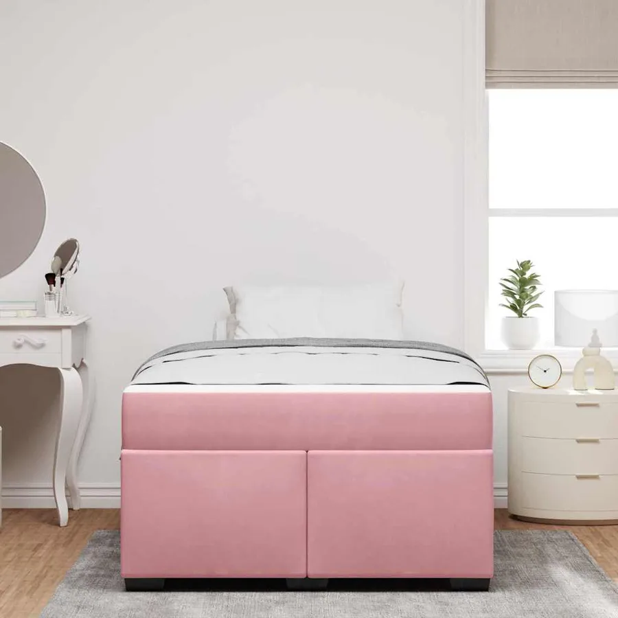 Cadre de lit avec matelas Rose 120 x 190 cm tissu - 3