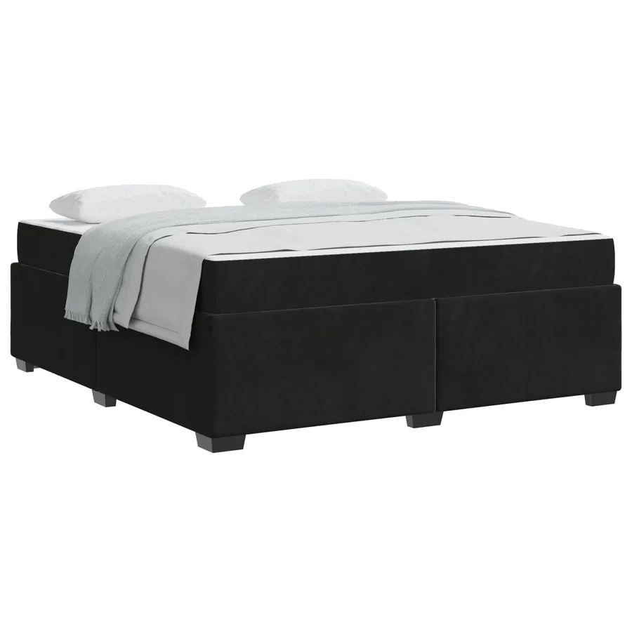 Cadre de lit avec matelas Noir 180 x 200 cm tissu - 2