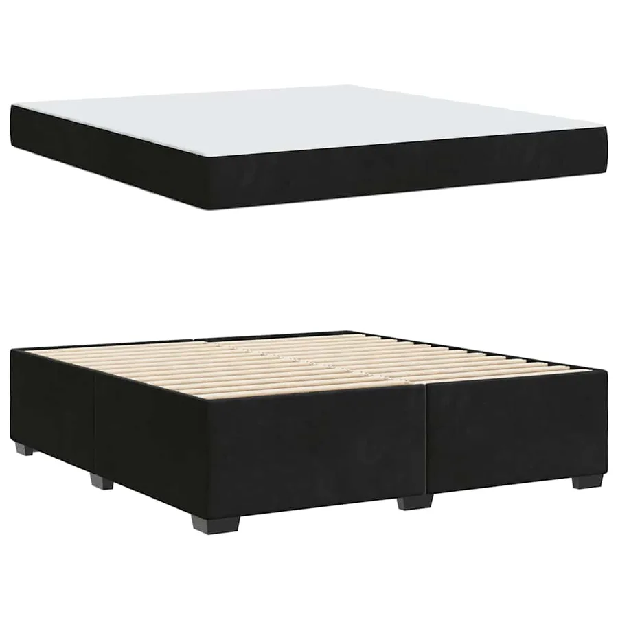 Cadre de lit avec matelas Noir 180 x 200 cm tissu - 4