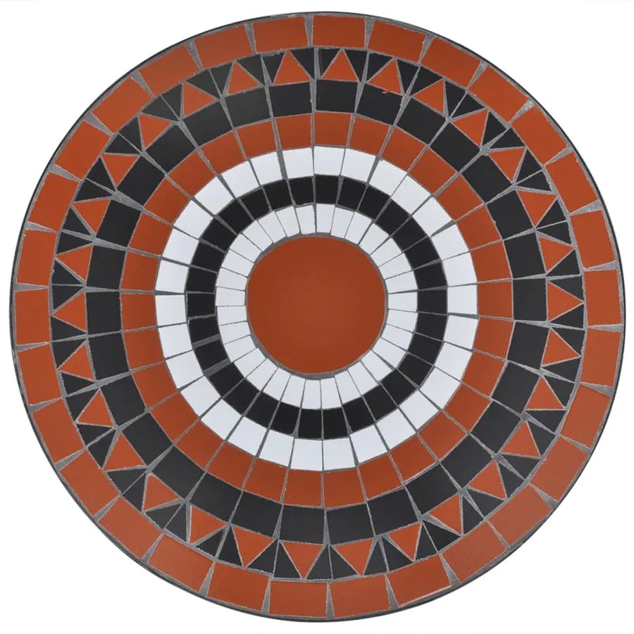 Table de bistro Terre cuite et blanc 60 cm Mosaïque - 3
