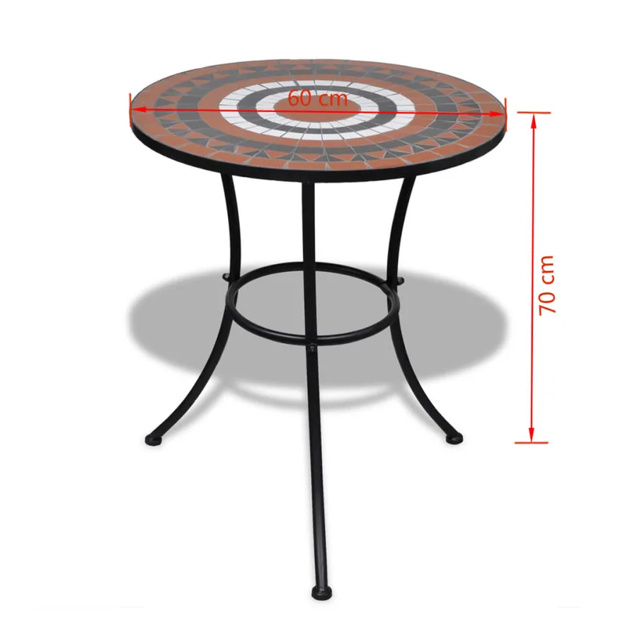 Table de bistro Terre cuite et blanc 60 cm Mosaïque - 5