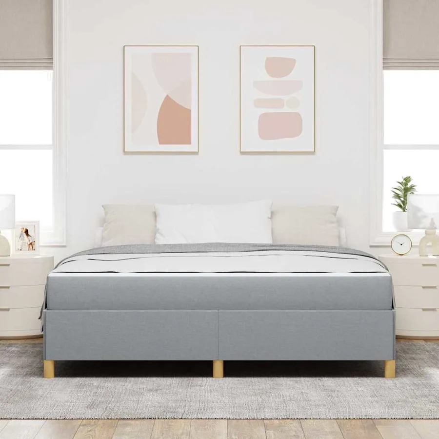 Cadre de lit avec matelas Gris clair 180 x 200 cm tissu - 3