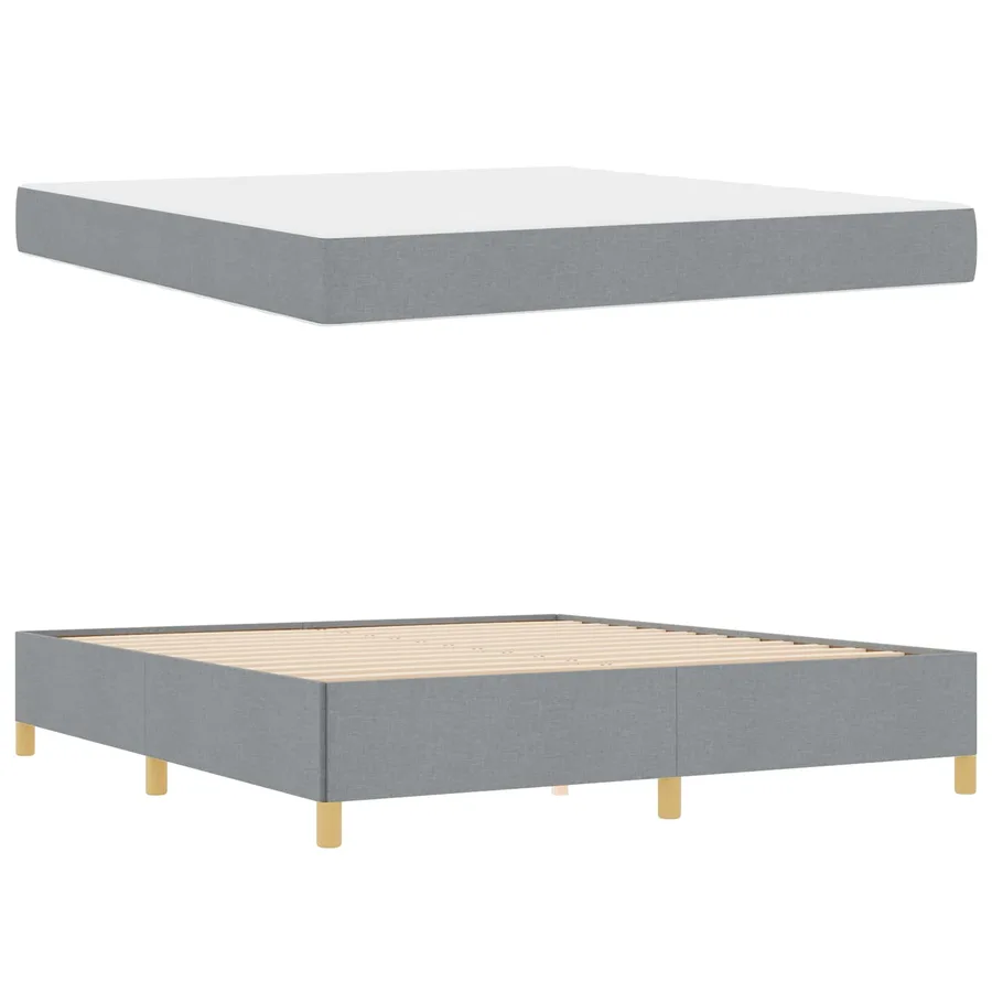 Cadre de lit avec matelas Gris clair 180 x 200 cm tissu - 5