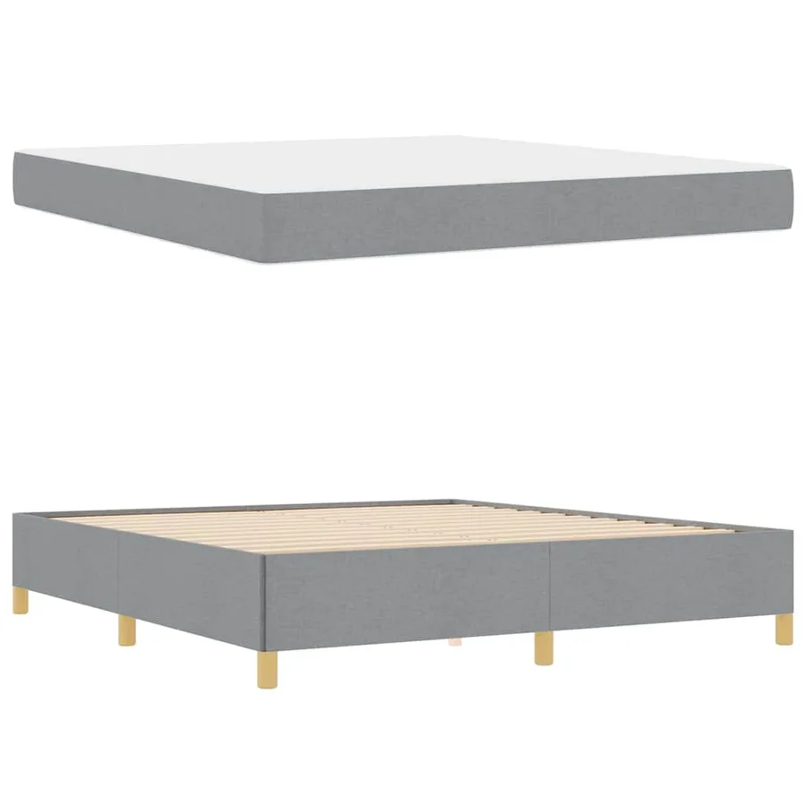 Cadre de lit avec matelas Gris clair 180 x 200 cm tissu - 6