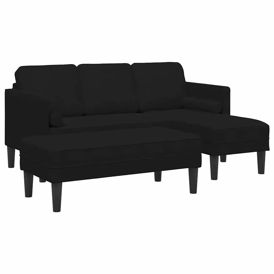 Ensemble de Canapés avec coussin 2 pcs Noir Polyester - 2