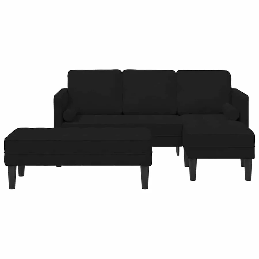 Ensemble de Canapés avec coussin 2 pcs Noir Polyester - 4